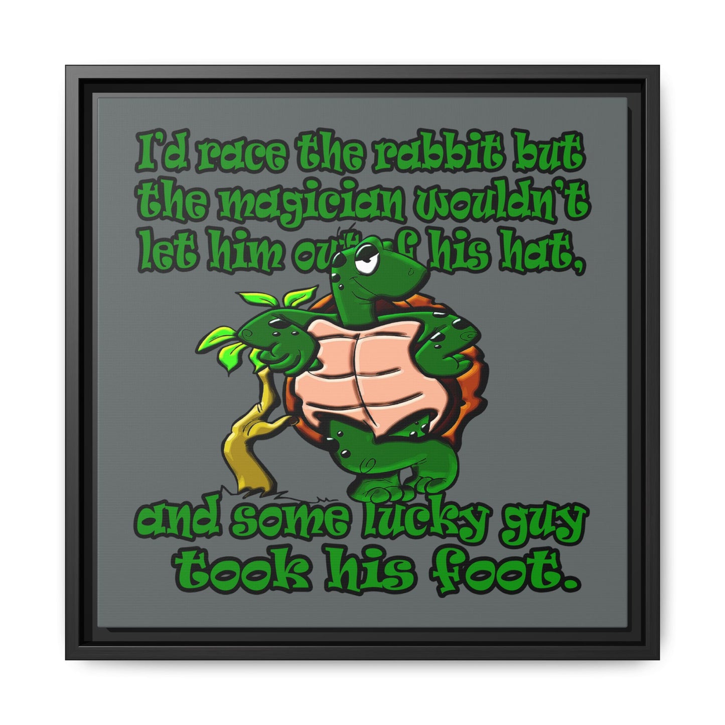 turtle race - framed canvas art (dark grey)