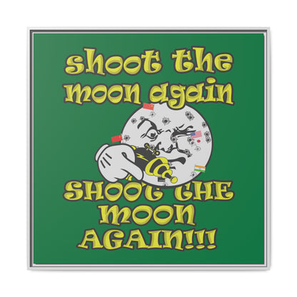 shoot the moon again - framed canvas art (dark green)