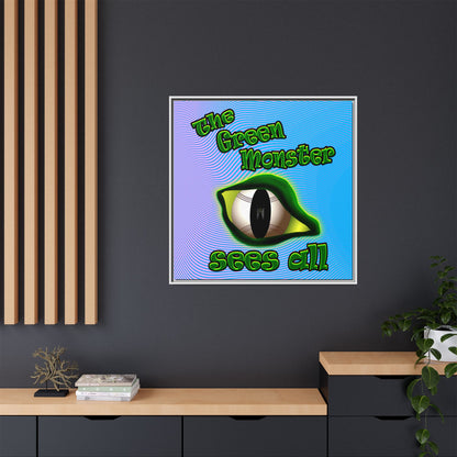 green monster - framed canvas art (light blue-purple wave)