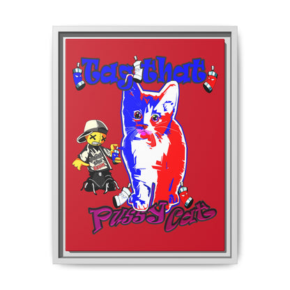 tag that - framed canvas art (dark red)