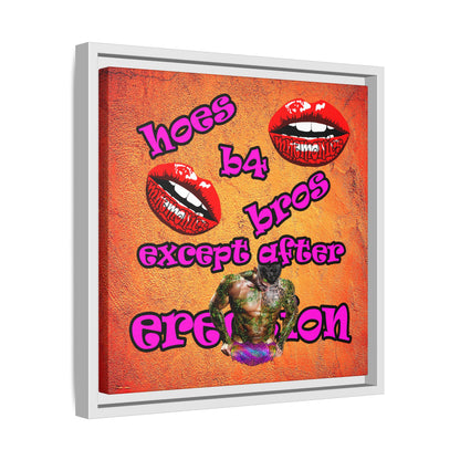 hoes b4 bros - framed canvas art (burnt orange)