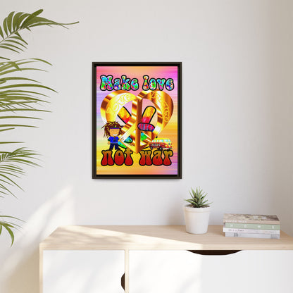 love peace - framed canvas art (color blur)