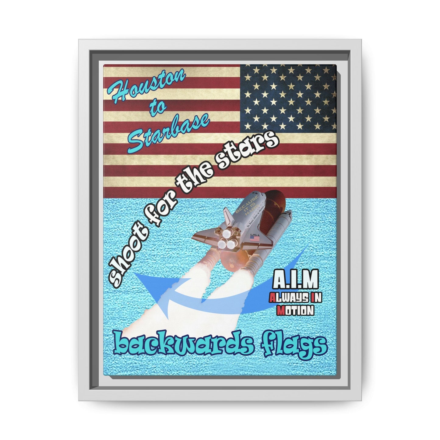 shoot for the stars - framed canvas art (faded blue)