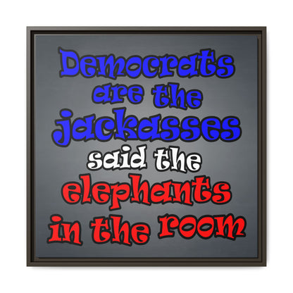 donkeys and elephants - framed canvas art (grey-light grey)