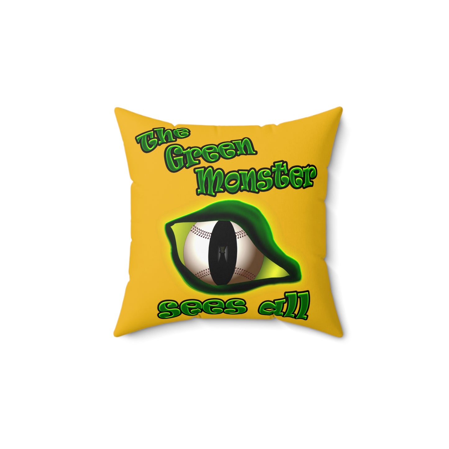 green monster - Spun Polyester Square Pillow - (yellow)