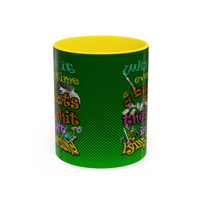 the bum's shit - Accent Mug (logo green)