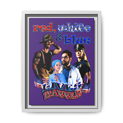 rw&b lives matter - framed canvas art (purple)