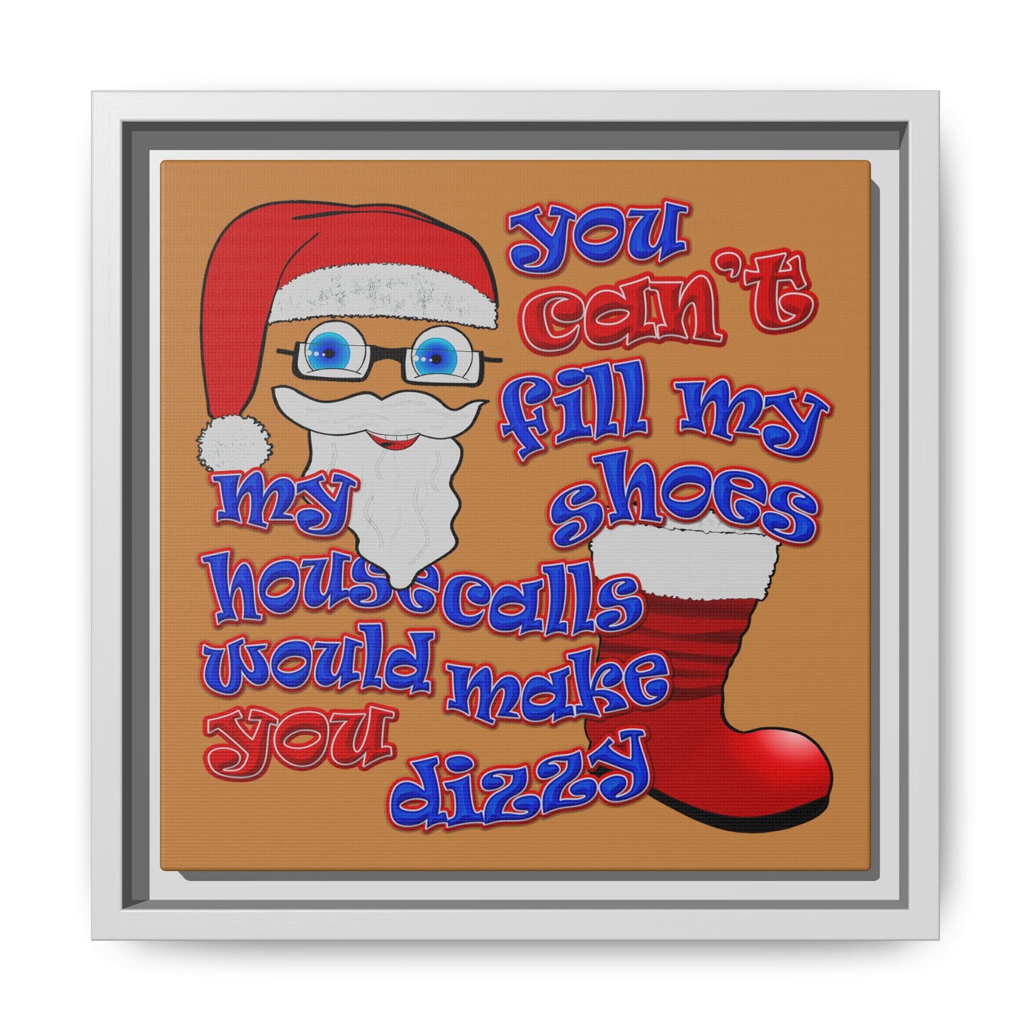 santa's shoes - framed canvas art (light brown)