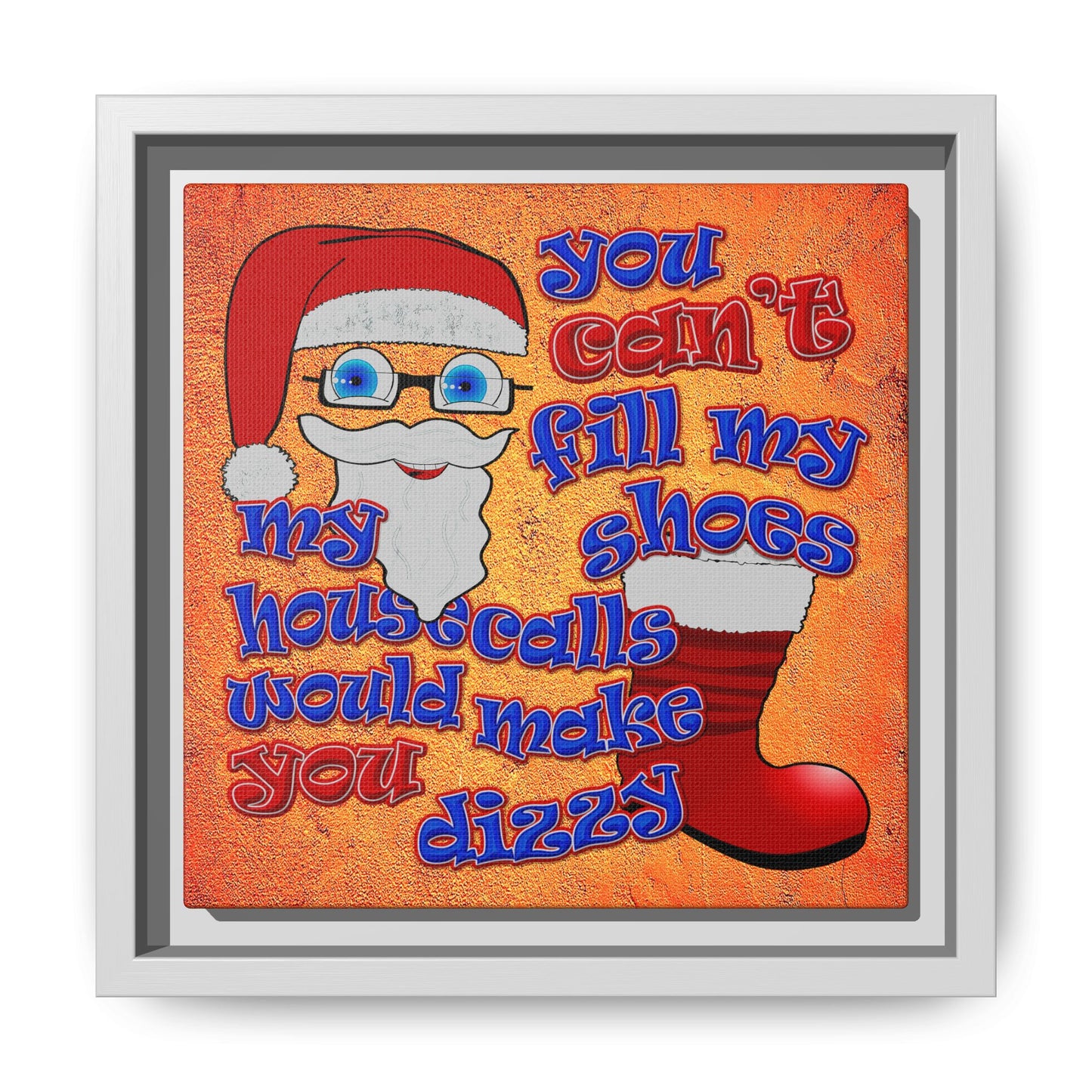 santa's shoes - framed canvas art (burnt orange)