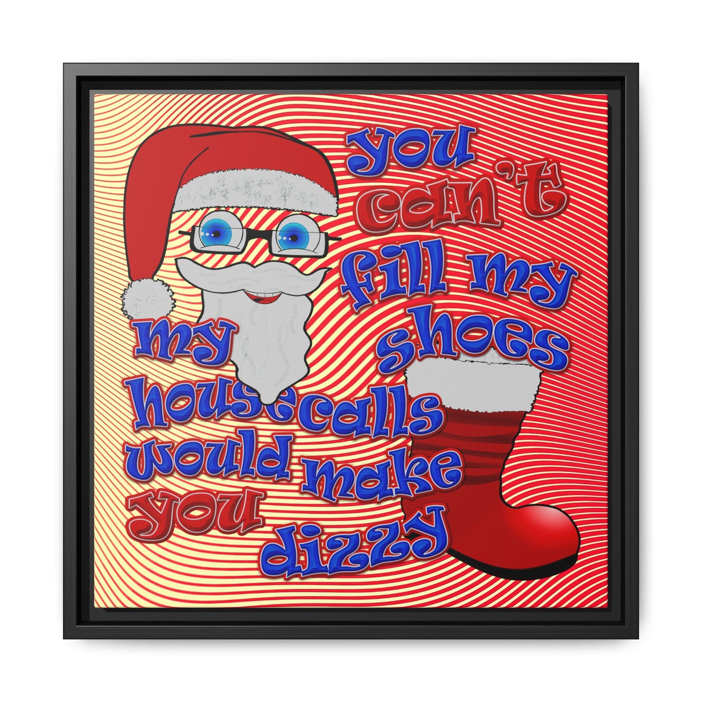 santa's shoes - framed canvas art (yellow-orange wave)
