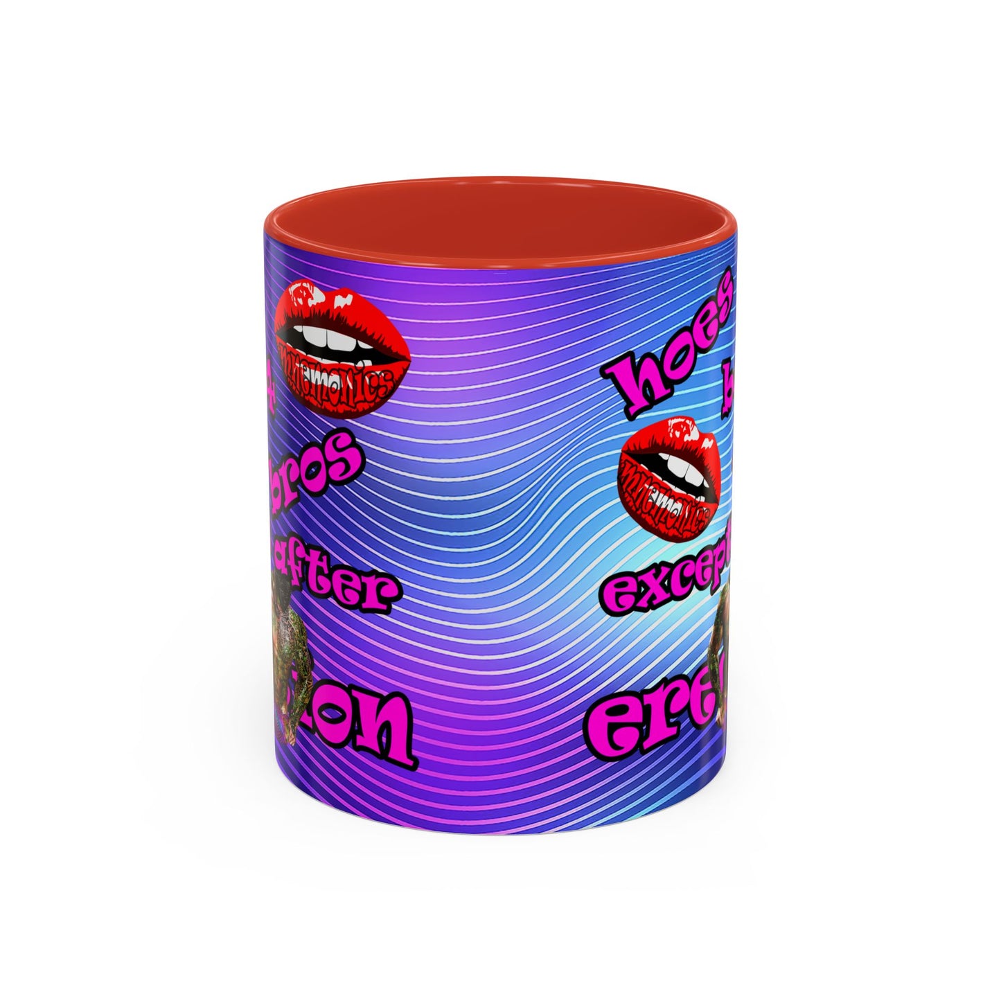 hoes b4 bros - Accent Mug (purple wave)