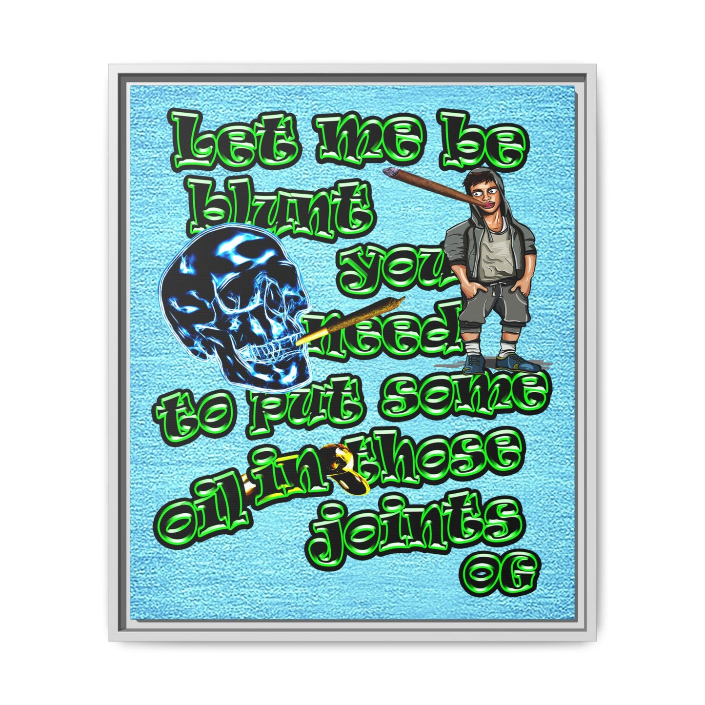 og - framed canvas art (faded blue)