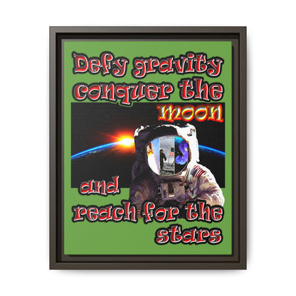 defy conquer reach - framed canvas art (green)