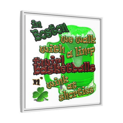celtics logo - framed canvas art (white)
