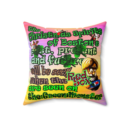 christmas spirits of boston - Spun Polyester Square Pillow - (color blur)