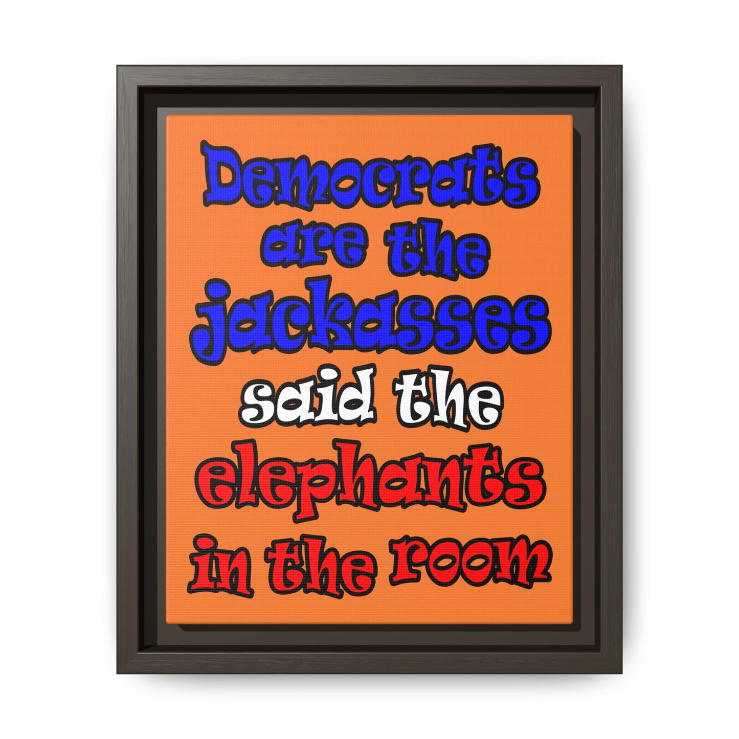 donkeys and elephants - framed canvas art (crusta)