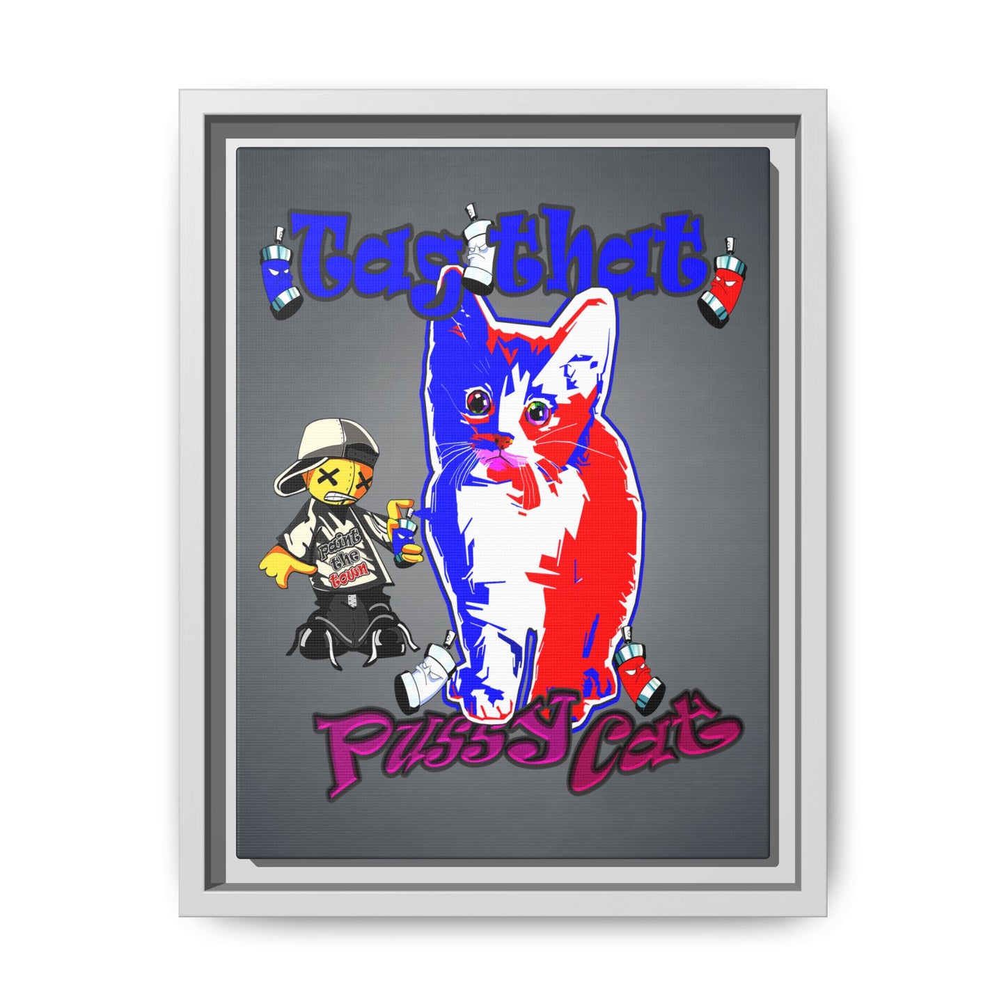 tag that - framed canvas art (grey-light grey)