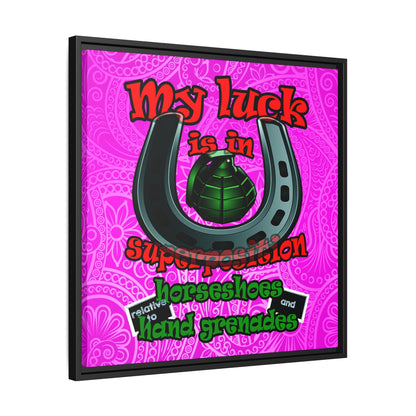 my luck - framed canvas art (pink swirl)