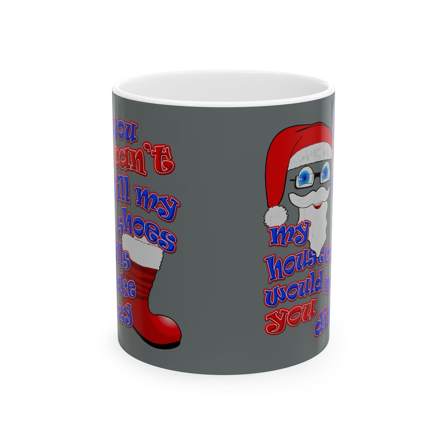 santa's shoes - White Mug (dark grey)