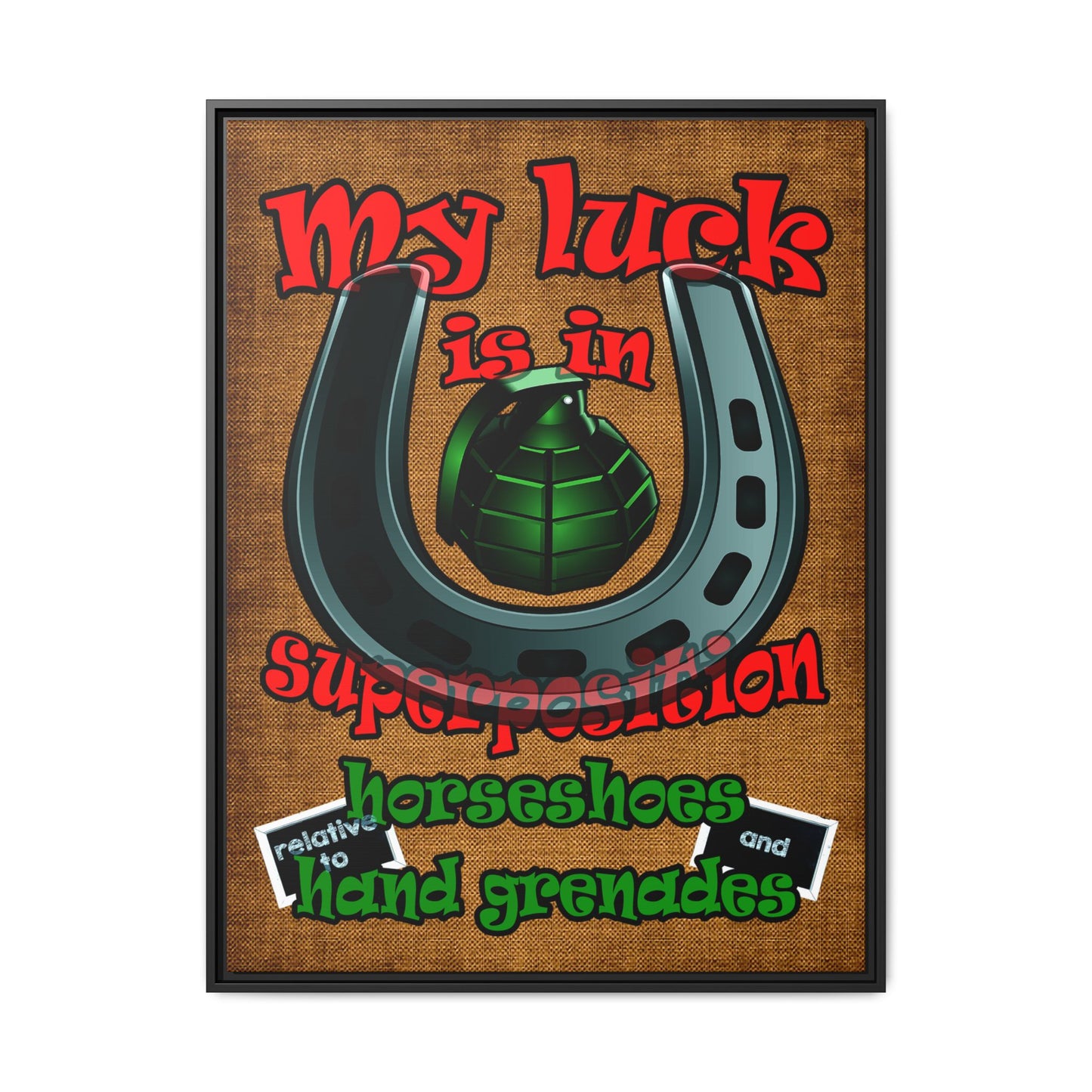 my luck - framed canvas art (brown papyrus)