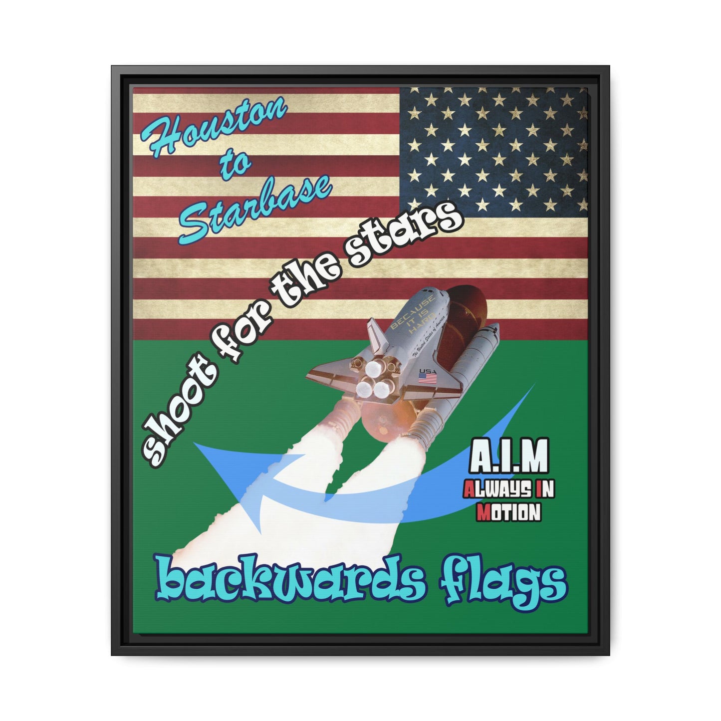 shoot for the stars - framed canvas art (dark green)