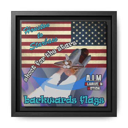 shoot for the stars - framed canvas art (grey-pink wave)