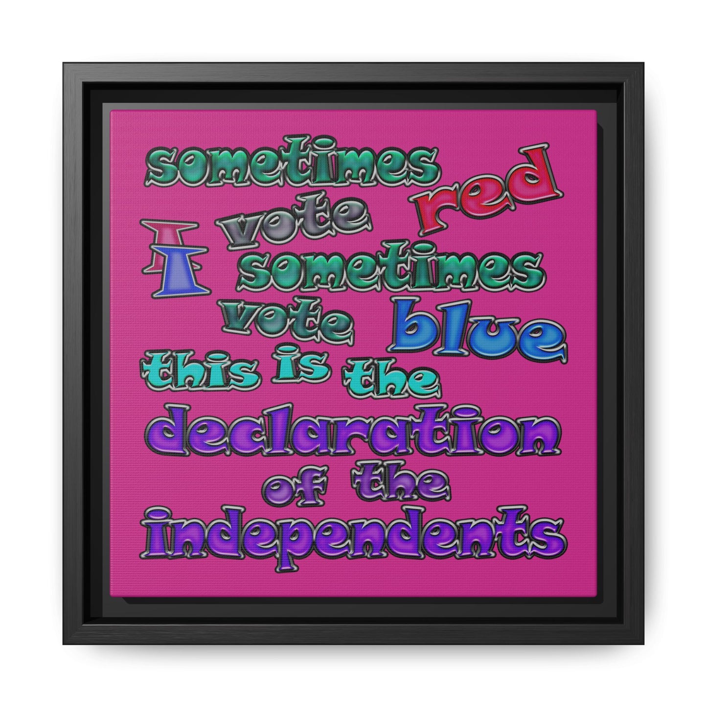 declaration of the independents - framed canvas art (pink)