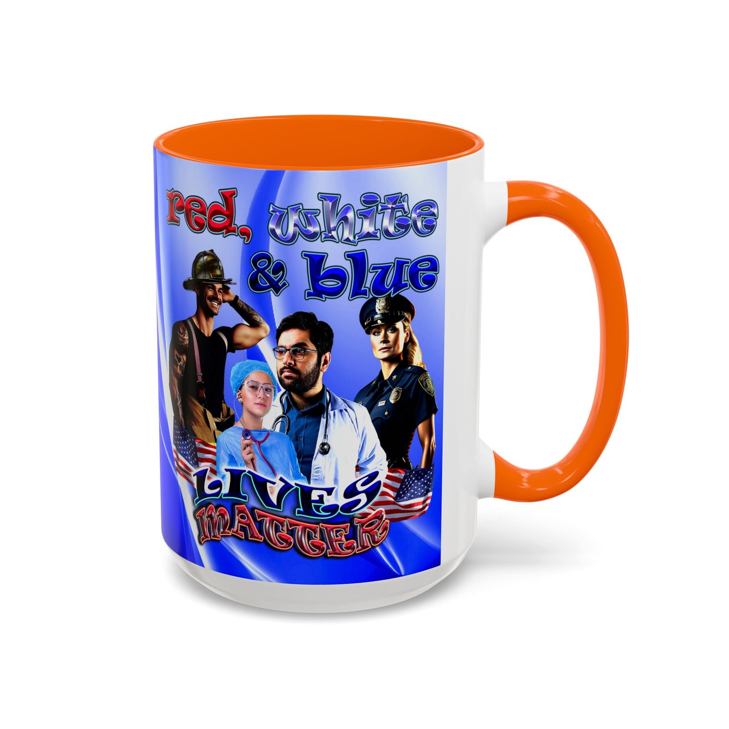 rw&b lives matter - Accent Mug (blue-white wave)