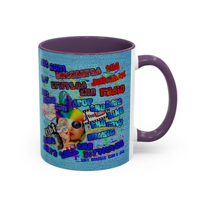 drop the beat - Accent Mug (faded blue)
