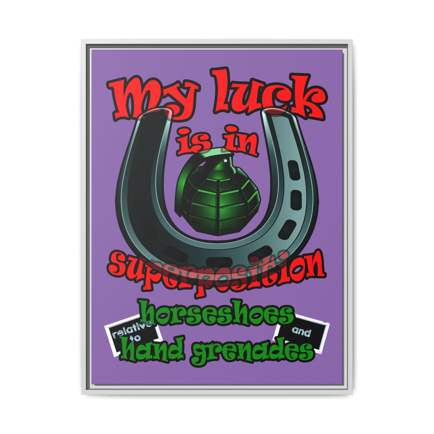 my luck - framed canvas art (light purple)