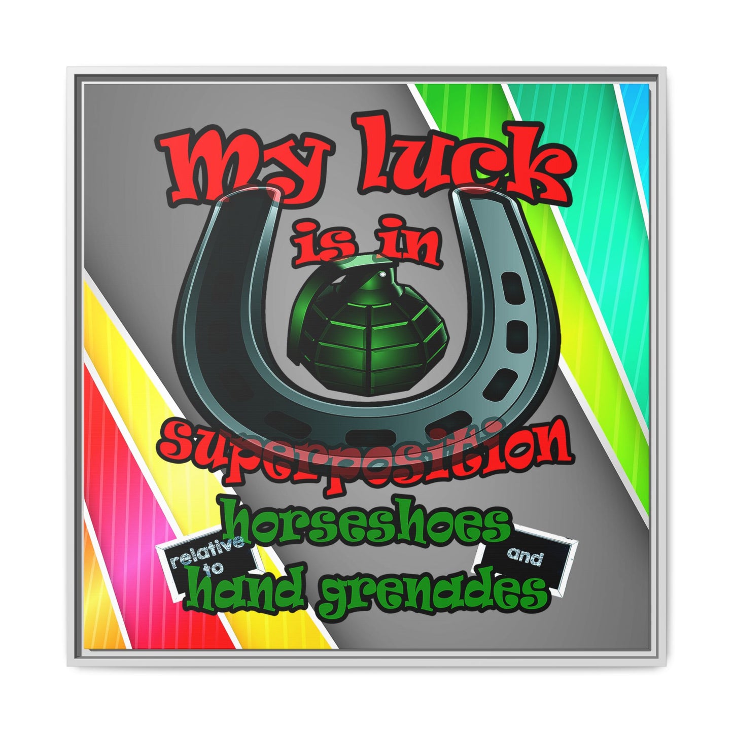 my luck - framed canvas art (rainbow split)