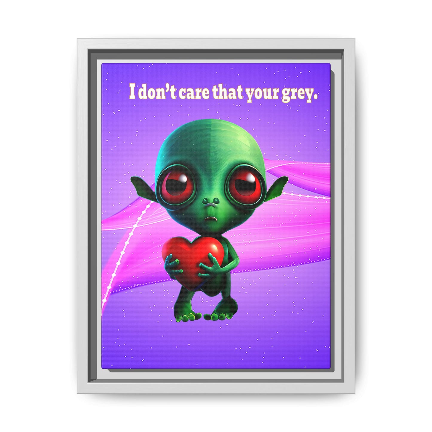 I don't care that your grey - framed canvas art (purple-pink wave)