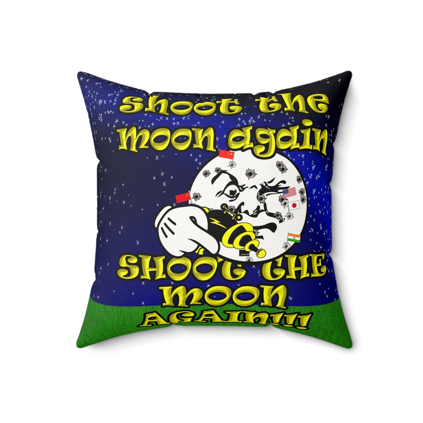 shoot the moon again - Faux Suede Square Pillow - ('snoops' background)