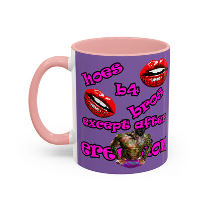 hoes b4 bros - Accent Mug (light purple)