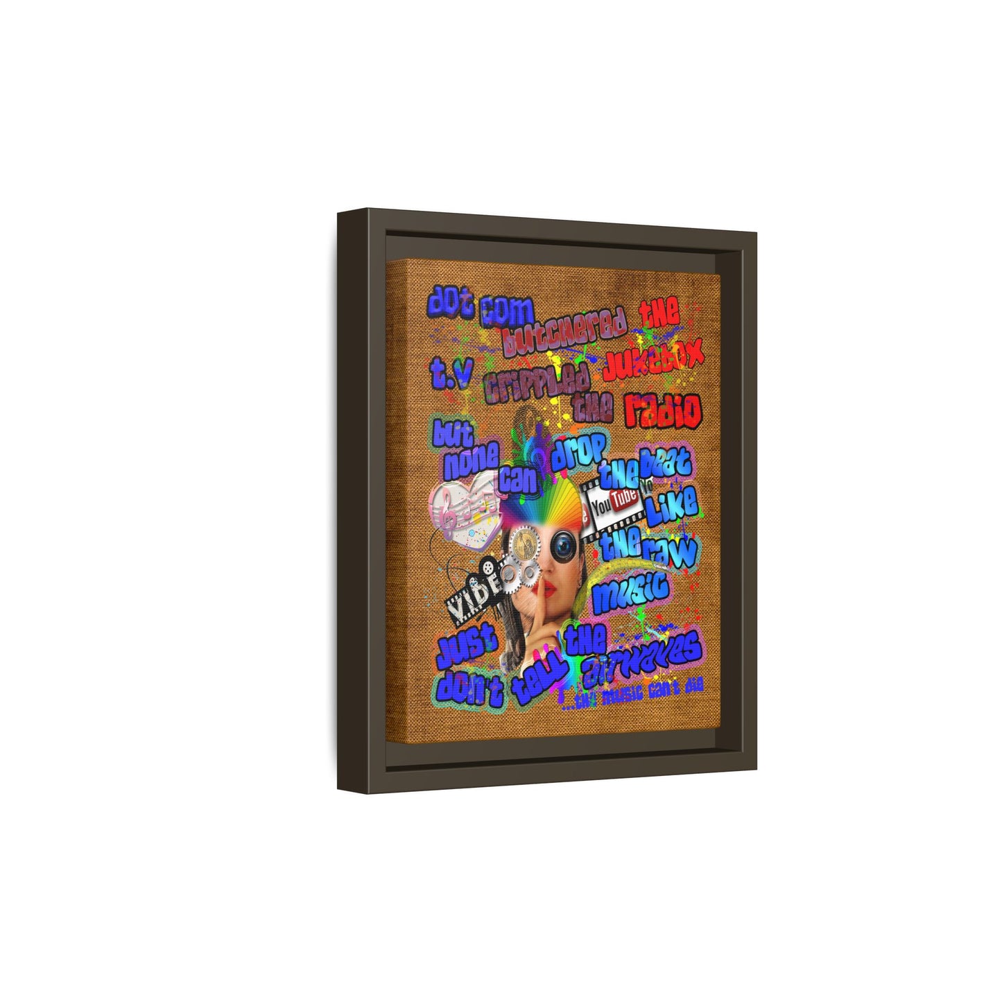 drop the beat - framed canvas art (brown papyrus)