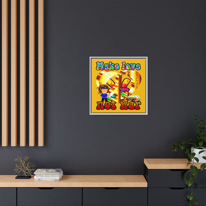 love peace - framed canvas art (yellow)