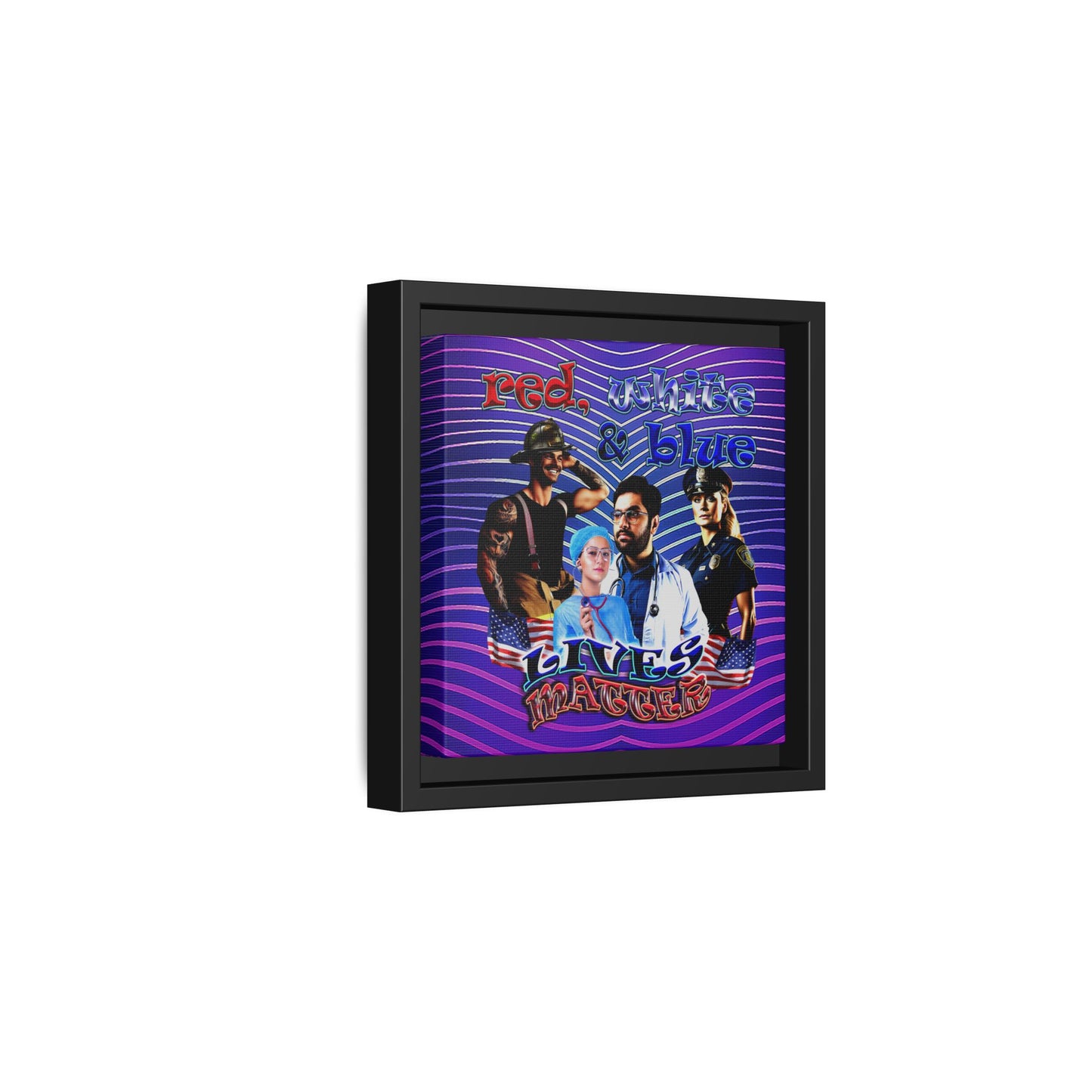 rw&b lives matter - framed canvas art (purple wave)