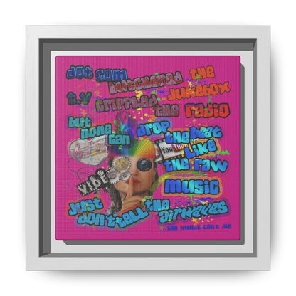 drop the beat - framed canvas art (pink)