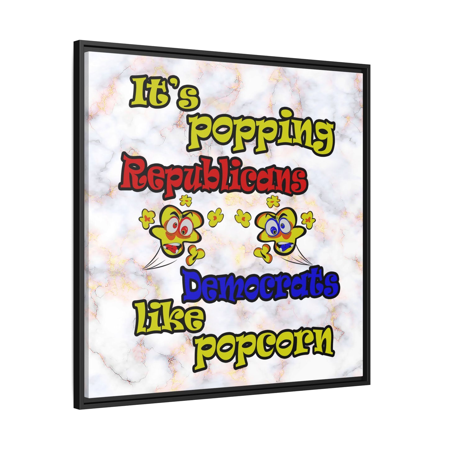 popping like popcorn - framed canvas art (white marble)