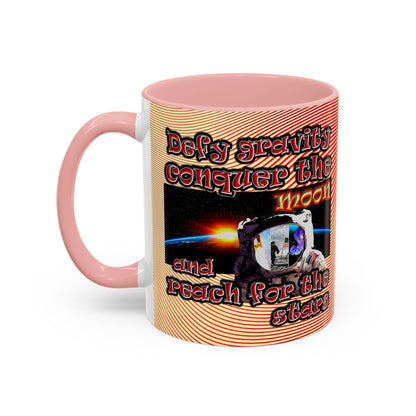 defy conquer reach - Accent Mug (yellow-orange wave)