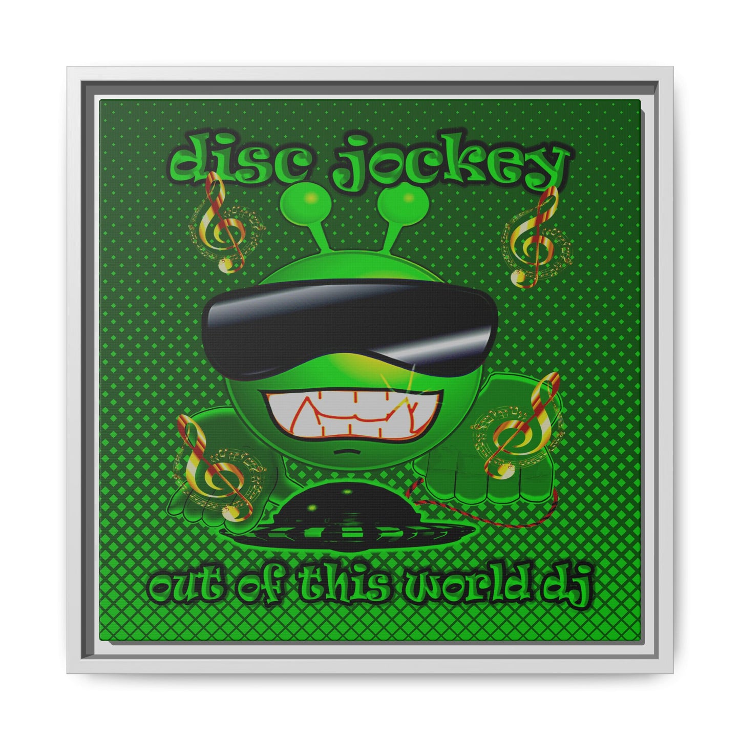 disc jockey - framed canvas art (logo green)