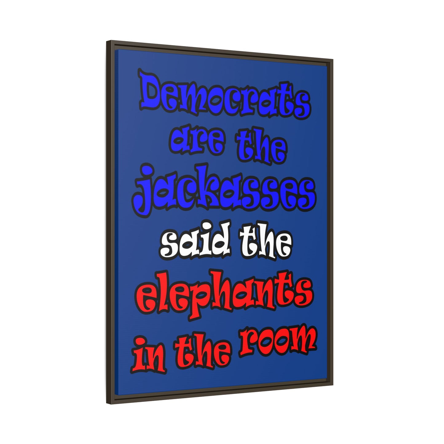 donkeys and elephants - framed canvas art (dark blue)