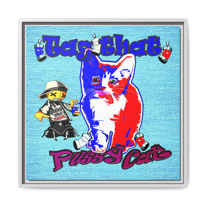 tag that - framed canvas art (faded blue)