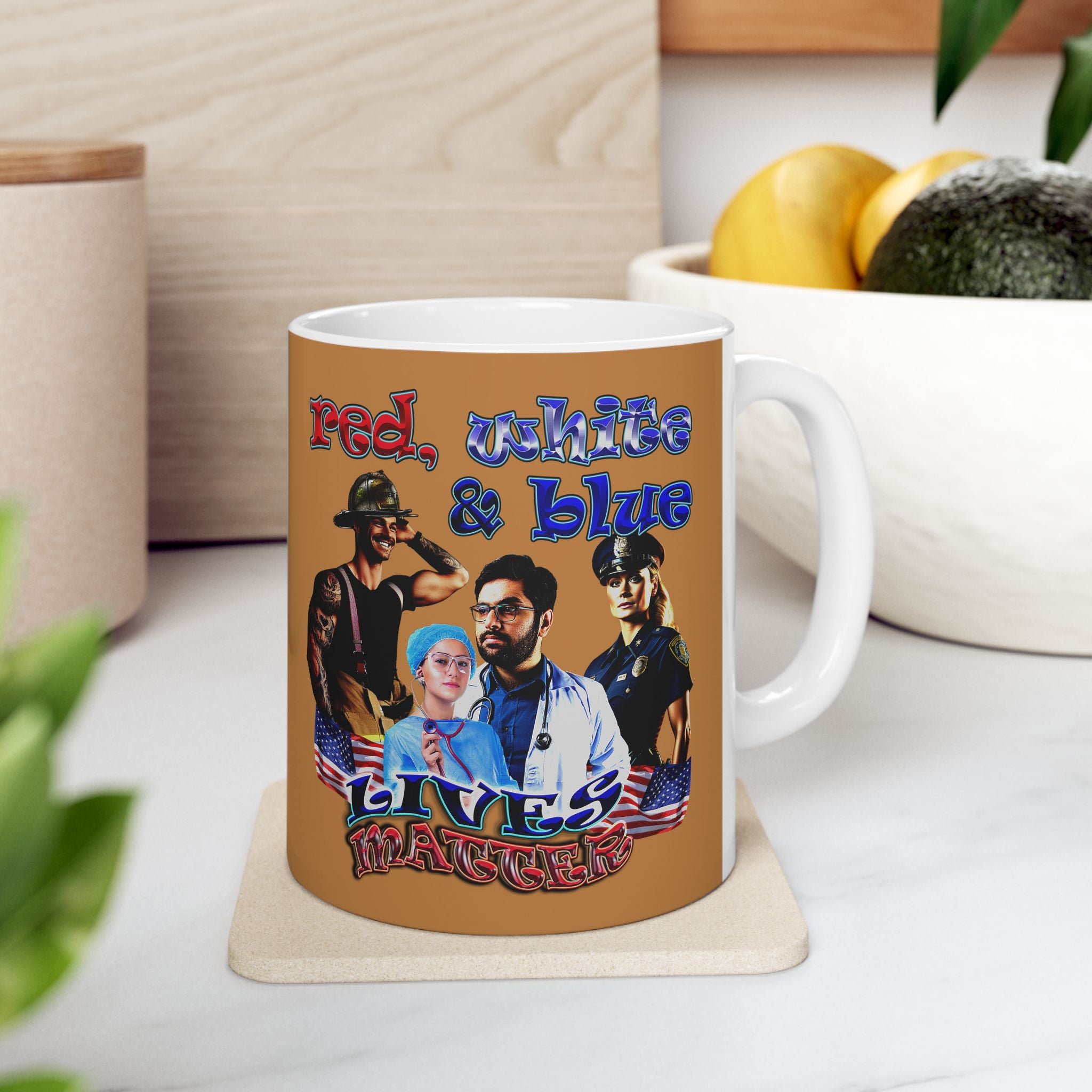 rw&b lives matter - White Mug (light brown)