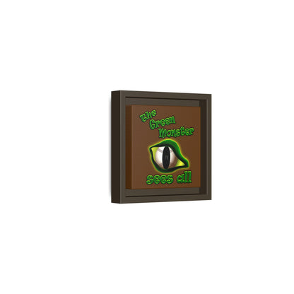 green monster - framed canvas art (brown)