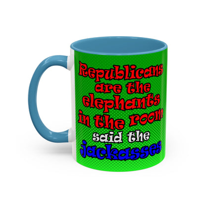 donkeys and elephants - Accent Mug (logo green)
