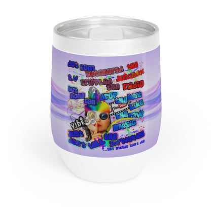 drop the beat - Chill Wine Tumbler  (light blue-pink wave)