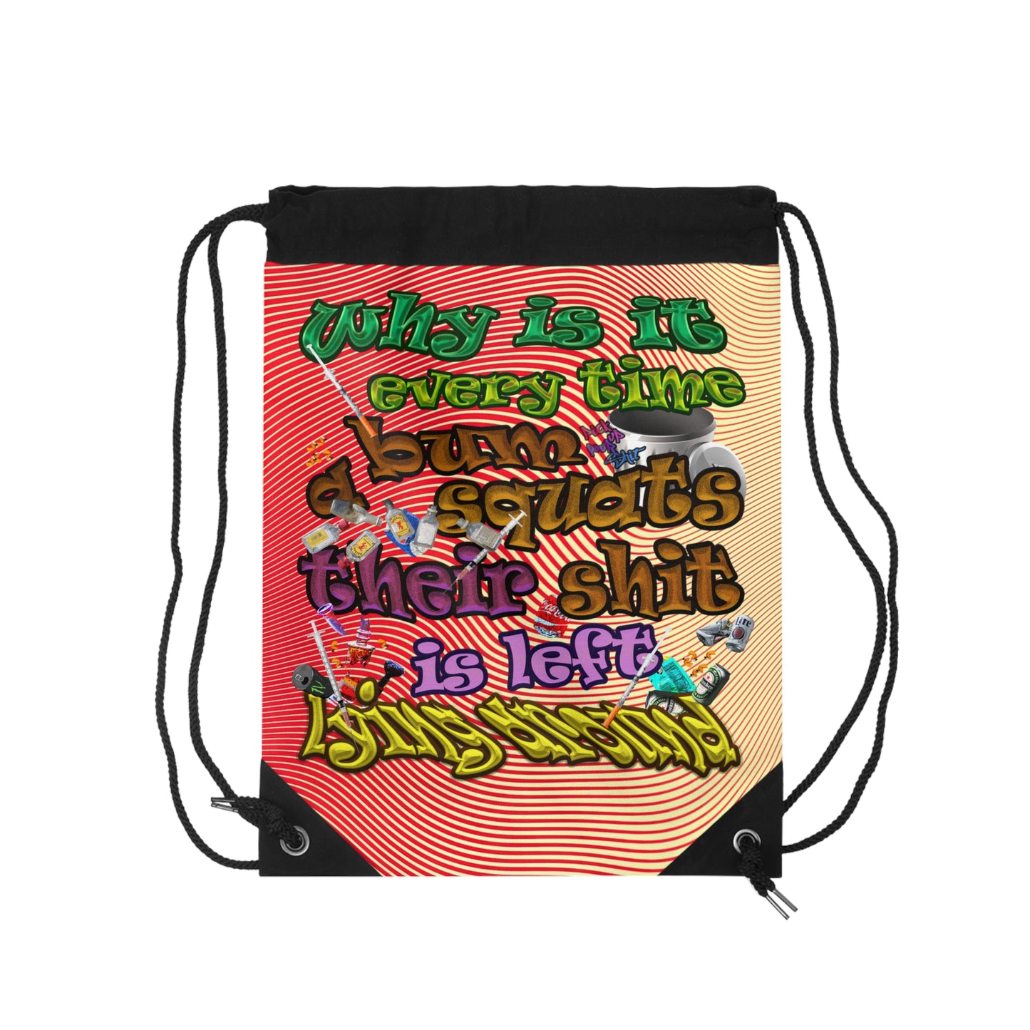 the bum's shit - Drawstring Bag (yellow-orange wave)