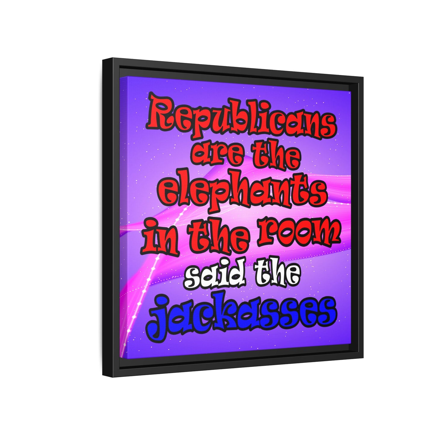 donkeys and elephants - framed canvas art (purple-pink wave)