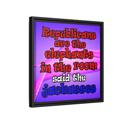donkeys and elephants - framed canvas art (purple-pink wave)